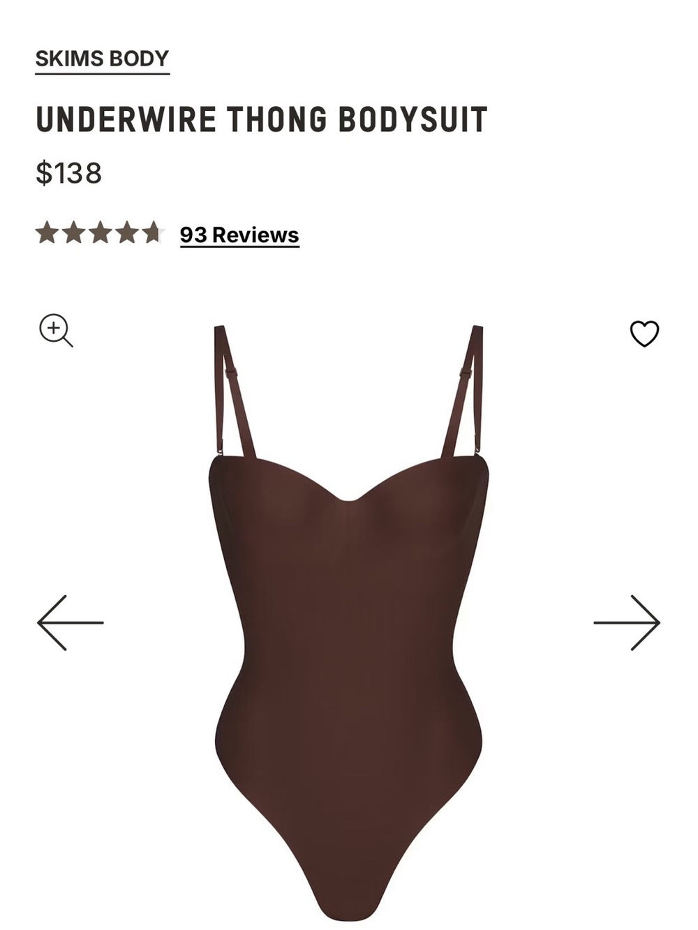 SKIMS Cocoa Underwire Bodysuit
